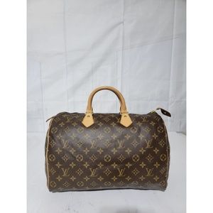 Authentic Louis Vuitton Monogram Speedy 35 Hand Bag Brown